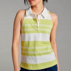 Maeve White and Green Striped Tank Top
